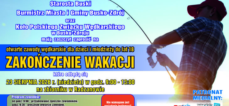 Zawody wędkarskie dla dzieci i młodzieży do lat 18 „Zakończenie wakacji”